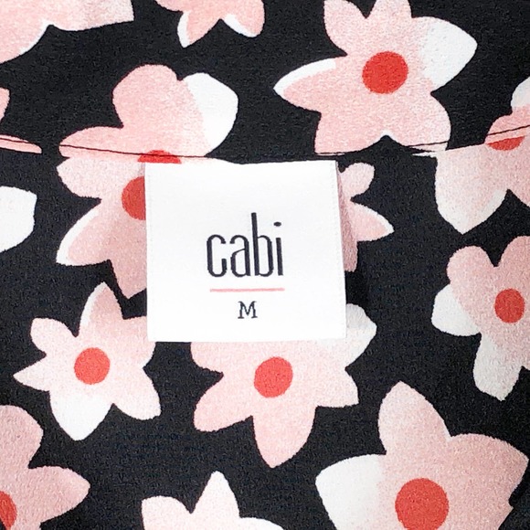 Cabi Medium Top Harmony Floral Blouse Short Sleeve V Neck Chiffon Flowy 515 - Picture 11 of 13